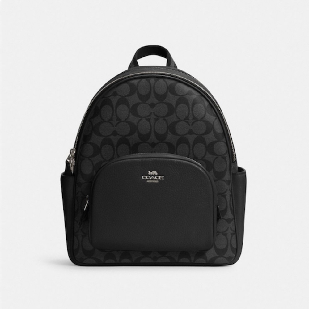 Coach Court Backpack in Black Signature Canvas